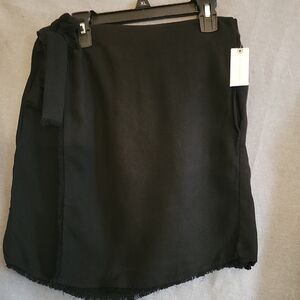 Anthropologie Black Asymmetrical Wrap Mini Skirt